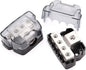 4 Way Power Distribution Block 1x 0/2/4 Gauge in 4X 4/8/10 Gauge Out Nickel Plated Car Audio Splitter Amp Distribution Connecting Block,2Pcs