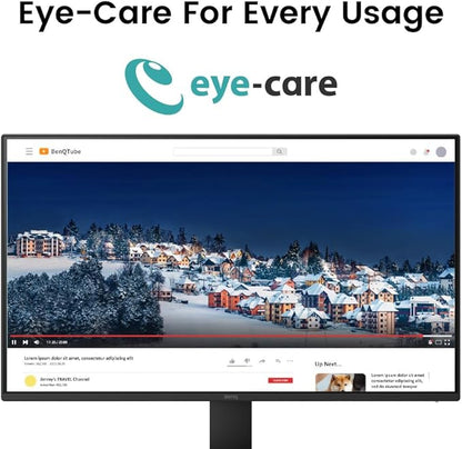 BenQ GW2791 27” 1080p FHD 100Hz IPS Eye-Care Monitor, HDMI, DisplayPort, 1080x1920, Ultra Slim Bezel, TUV-Certified, Flicker-Free, Low Blue Light Plus, Eye-CareU