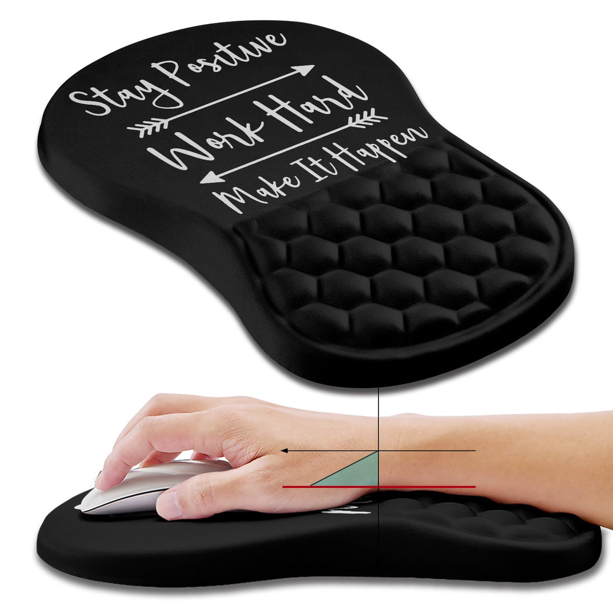 Hokafenle Ergonomic Mouse Pad Wrist Support, Wrist Rest Mousepad for Carpal Tunnel Pain Relief with Integrated Memory Foam Slope Massage Bulge (11.8x7.9 inch,Cute Floral