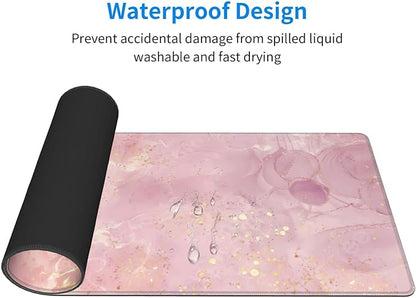Rose Gold Marble Large Mouse Pad Extended Gaming Mousepad 31.5 x 11.8 Inch with Anti-Slip Rubber Base Cute Office Decor Women Girls Computer Accessories Home Office Supplies