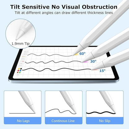 Stylus Pen for iPad, 2 in 1 Active and Capacitive Apple Pen, Fast Charge for Apple iPads 10th Generation Pencil, Compatible with iPad Pro 11/12.9", iPads 6/7/8/9/10, Air 3/4/5, iPad mini 5/6 (White)