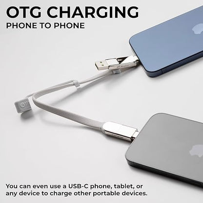 Rolling Square inCharge XL 30cm - USB C Charger Cable, Lightning for Smartphone, Universal 6 in 1, USB Plug, Glacier White, 100W
