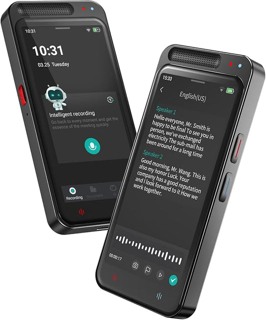 AI Voice Recorder with Playback, Digital Voice Recorder with AI Transcription, Summary, Translation, Full Touch Screen Recorder with 80GB, Audio Recorder Device for Meetings, Lectures, Interviews