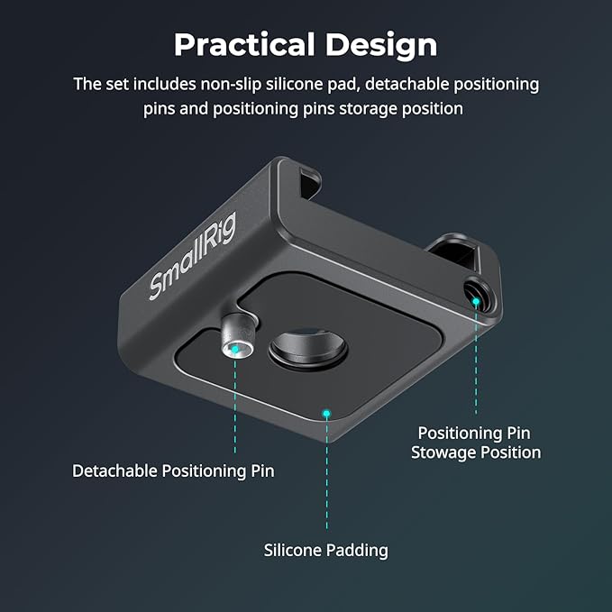 SmallRig Anti-Twist Cold Shoe Mount Adapter (4pcs) with 1/4"-20 Screws, for Flash LED Light Monitor Microphone, with Anti Twist Pins, Compatible with SmallRig Cage - 5033