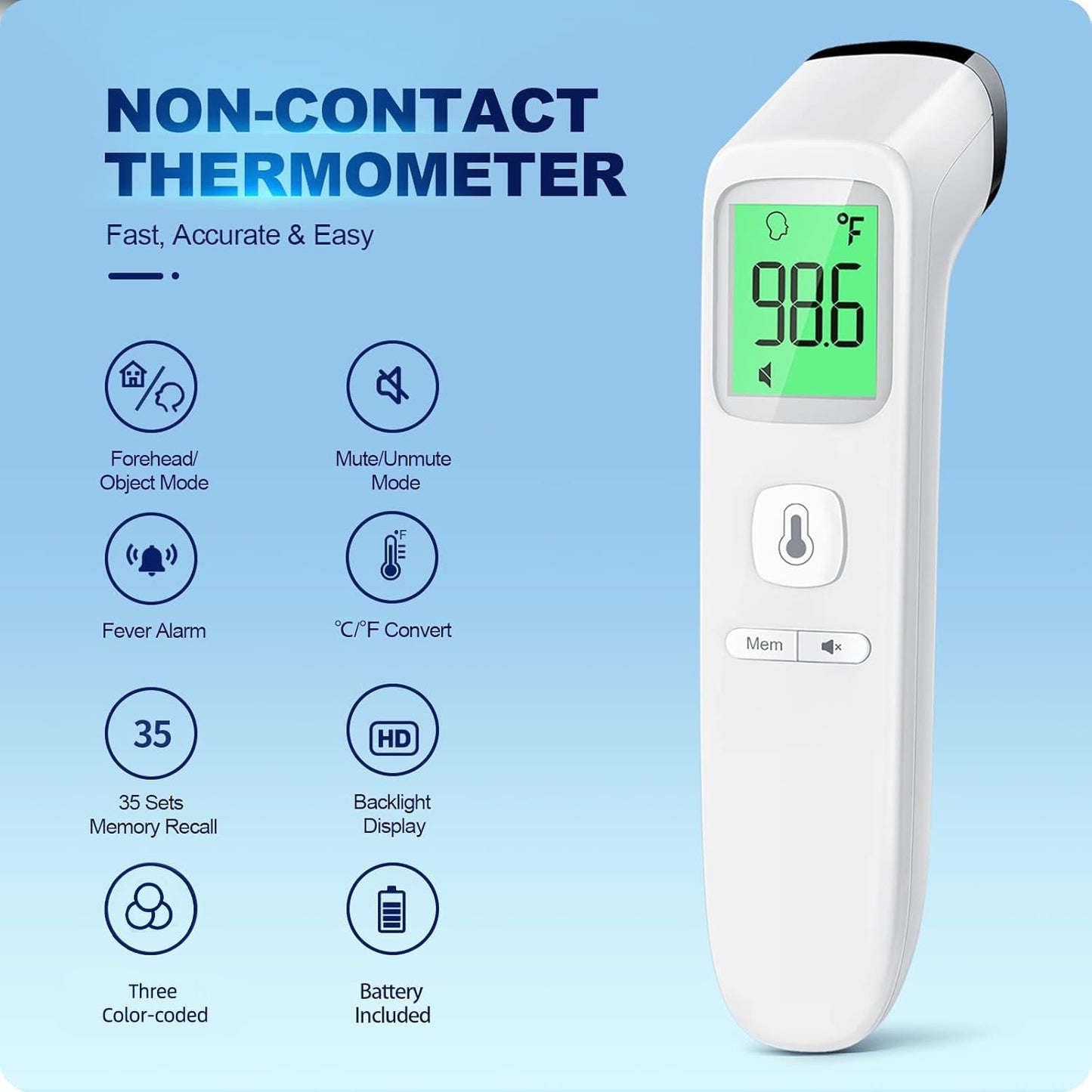 No-Touch Thermometer for Adults and Kids, Accurate Digital Baby Thermometer