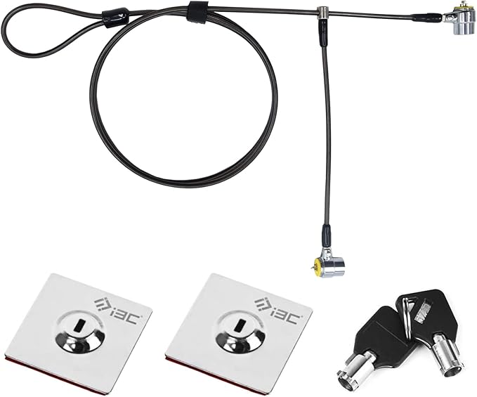 I3C Laptop Lock, Combination Security Lock Cable with Keys and Anchor Plate, Anti Theft Lock for Business Electronics, Monitors, Tablets, Smart Phones (2 Laptop Locks Head)