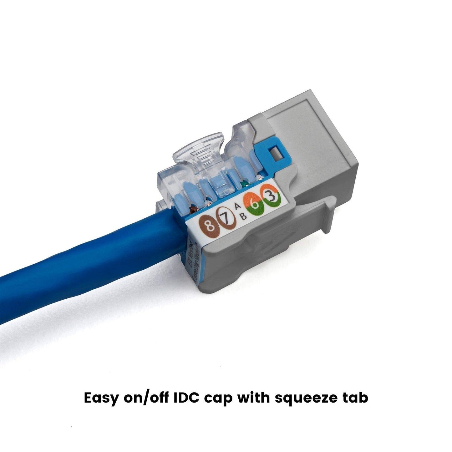 TRUE CABLE Cat6 Keystone Jack, Unshielded (UTP), 90 Degree Punch-Down, PoE++ (4PPoE) 100W, UL Listed, ETL Verified, ANSI/TIA Certified, Modular RJ45 Female, Gray, 12 Pack