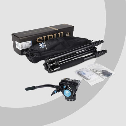 SIRUI Aluminum Camera Tripod Monopod with VA-5 Fluid Pan Head, 62.6″Heavy Duty Tripod Kit for DSRL, Binocular, Spotting Scope, Quick Release Plate, 1/4" 3/8" Screws, Payload 6.6lbs -Traveler VA