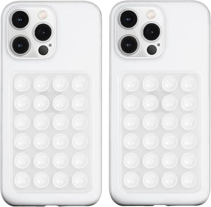 2 Pack Silicone Suction Phone Case Mount, Silicon Adhesive Phone Grip for Smartphones, Hands-Free Mirror Shower Phone Holder for Selfies, Tiktok Videos (Translucent)