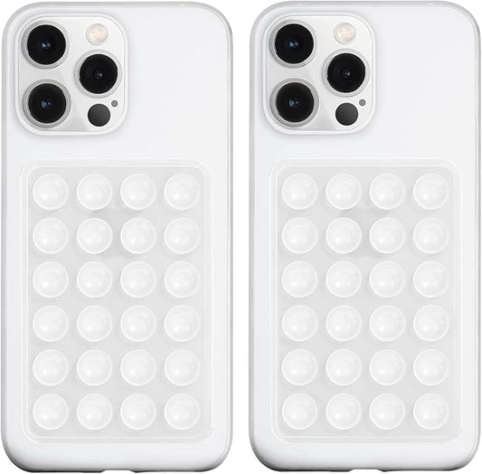 LvShuLiangPin Anteel 2 Pack Silicone Suction Phone Case Mount, Silicon Adhesive Phone Grip for Smartphones, Hands-Free Mirror Shower Phone Holder for Selfies, Tiktok Videos (Translucent)