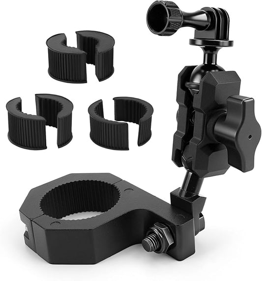 Jerbor Aluminum UTV ATV Camera Mount Holder 360° Universal Fits 1'' 1.5'' 1.75'' 2'' Roll Bar and Tube, Fit for GoPro Hero for DJI for Insta360 and Other Action Cameras
