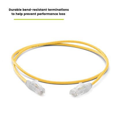 TRUECABLE Cat6 Component Rated Patch Cable, Unshielded (U/UTP), 2ft, Yellow, 28AWG Stranded Pure Copper, Snagless 10G High-Speed Ethernet Cable, PoE++ 4PPoE 100W, UL Listed, RoHS-3, 5 Pack