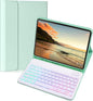 Keyboard Case for Galaxy Tab A9+/A9 Plus 11 Inch 2023, Slim Lightweight 7 Color Rainbow Backlight Detachable Magnetic Bluetooth Keyboard Cover with S Pen Holder,Mint Green