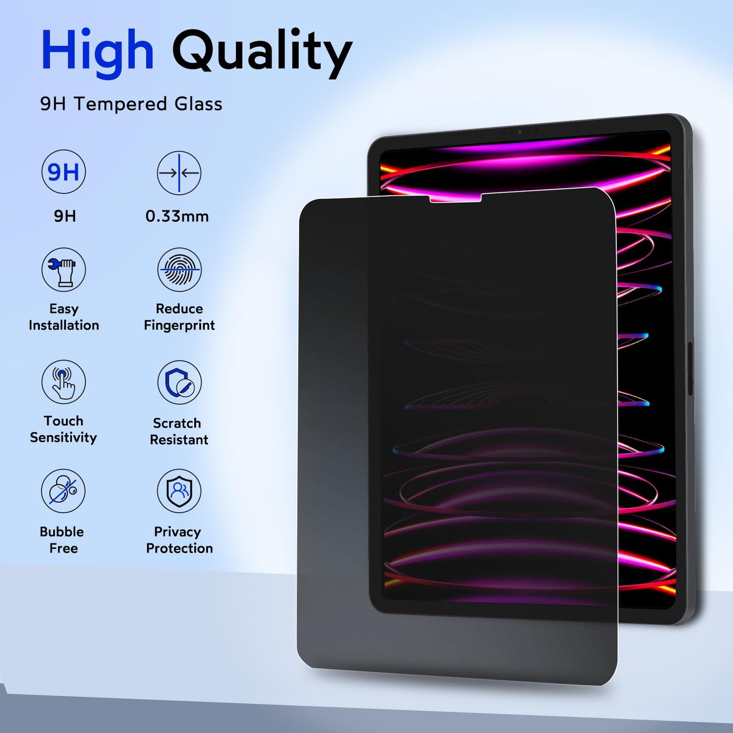 MOBDIK Privacy Screen Protector for iPad Pro 11(2018-2022)&iPad Air 5th/4th