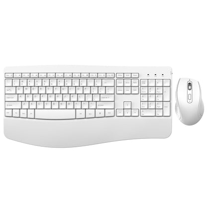 Ergonomic Keyboard and Mouse Combo - Full Size Keyboard Cordless with Palm Wrist Rest Ergonomic Mouse Wireless for Windows Computers Laptops - White(Upgrade)