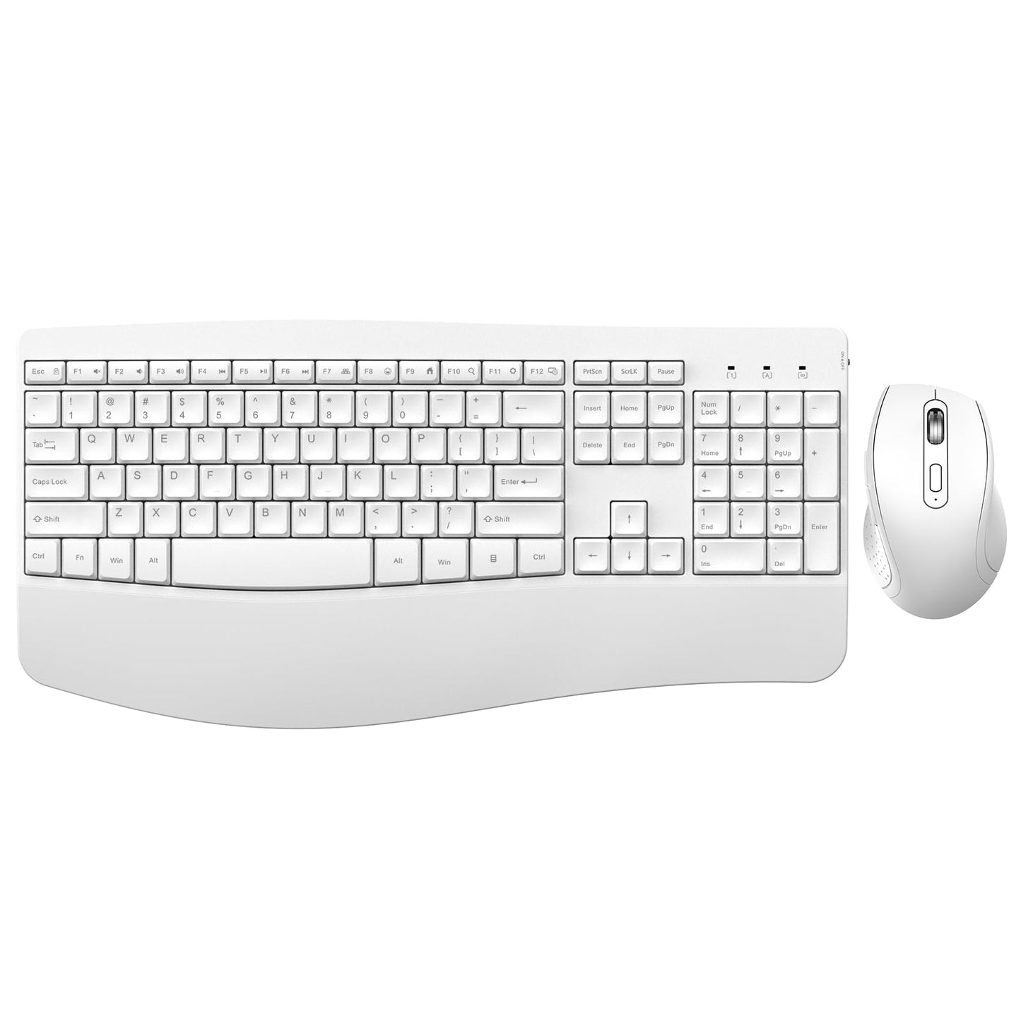 Ergonomic Keyboard and Mouse Combo - Full Size Keyboard Cordless with Palm Wrist Rest Ergonomic Mouse Wireless for Windows Computers Laptops - White(Upgrade)