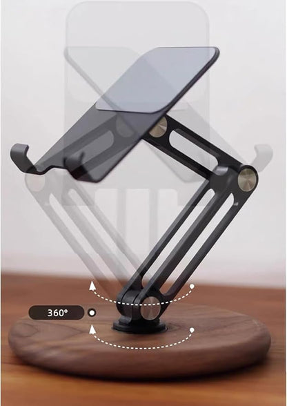 iPhone Stand for Desk, Phone Stand Adjustable Foldable, Cell Phone Holder 360 ° Rotation, Compatible with iPhone 16 15 14 13 12 11 Pro Xs Xs Samsung Galaxy Tablets All Phones, Walnut