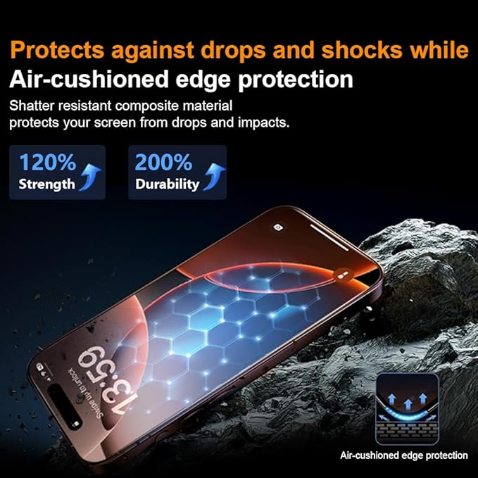 OneFish Screen Protector Privacy for iphone 13 Pro Max/14 Plus, Anti Spy Private Tempered Glass Edge Protection, Dynamic Island Compatible with Installation Frame, 9H Glass Scratch Resistant, 2Pack