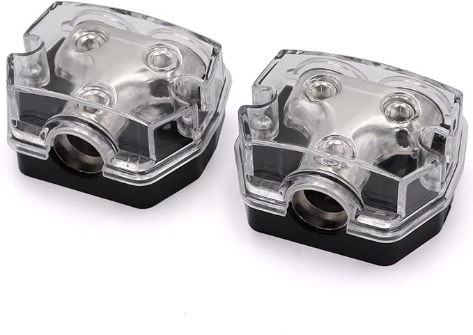 2 Way Power Distribution Block 1x 0 GA in 2X 0 GA Out Circuit Protector Distribution Connecting Blocks for Car Audio Splitter,2Pcs