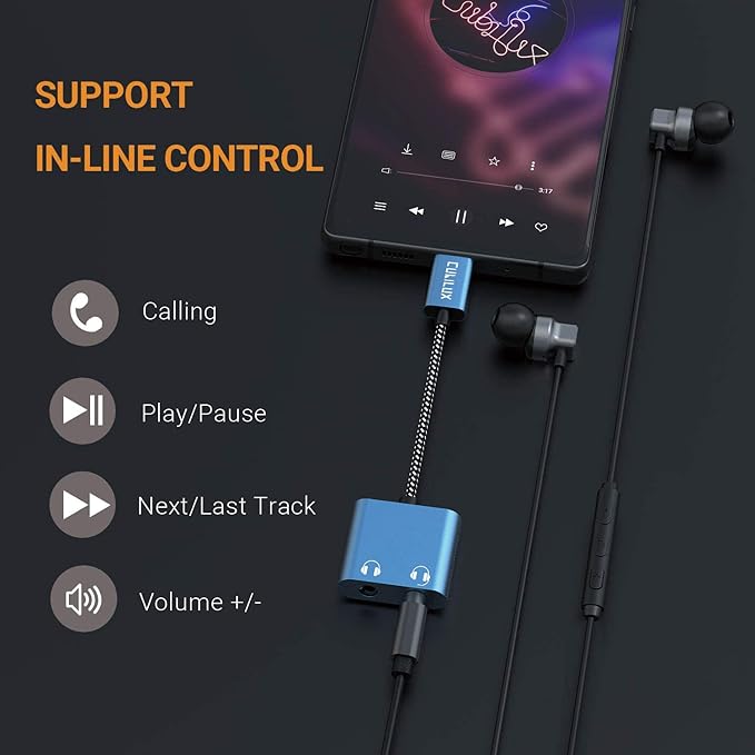 Cubilux USB C Dual Headphones Adapter, Type C to Double 3.5mm Earphone Audio Splitter Compatible with iPhone 17/16/15, iPad Pro 13/12.9/11 iPad Air 13/11, Galaxy S25/S24/S23 Tab S11/S10/S9/S8