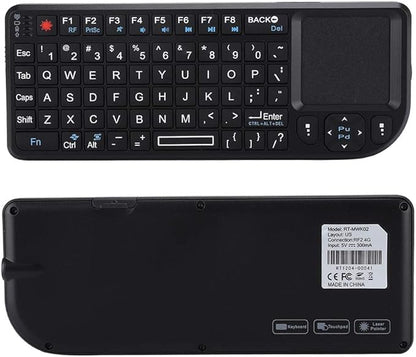 2.4GHz Touchpad Keyboard,A8 Mini Rechargeable Ultra-Thin Mini USB Backlit Keyboard with IR Light for HTPC for PS3/4 for 360 and ONE(QWERTY Keypad)