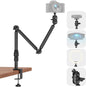 Overhead Camera Mount for Desk, 30.9" Foldable Camera Desk Mount Stand with 1/4" Screws, 360° Rotation 3-Sections Tabletop Holder with C-Clamp for DSLR, Digicam, Webcam, Mini Projector, Microphone