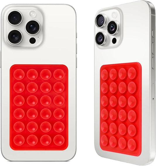 Giumel 2PCS Silicone Suction Phone Case Mount,Non Slip Suction Cup, Hands-Free Phone Accessories Holder for Selfies and Videos,Silicone Adhesive Stand Sticky for Cell Phone Bright Red