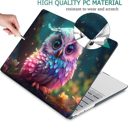 Tuiklol Case for 15 Inch Microsoft Surface Laptop 5/4/3 2022-2020, Model 1979/1953/1872/1873 Hard Shell Cover, Keyboard Cover+Screen Protector+Dust Plugs,Rainbow owl
