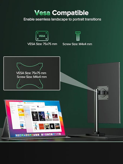 Newsoul 4K Portable Monitor, 3840 * 2400 UHD 16" Gaming Monitor 1200Nits 1500:1 100% sRGB IPS FreeSync Laptop Monitor with VESA & Cover Built-in USB-C HDMI Portable Screen for Phone Game Console