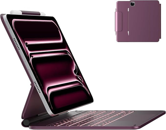 typecase Edge Keyboard Case for iPad Pro 11-inch (M5/M4, 2025/2024), Easy-Set Floating Magnetic Stand, Magic-Style Keyboard with 11 Colors Backlight, Multi-Touch Trackpad, Pencil Holder, Deep Purple