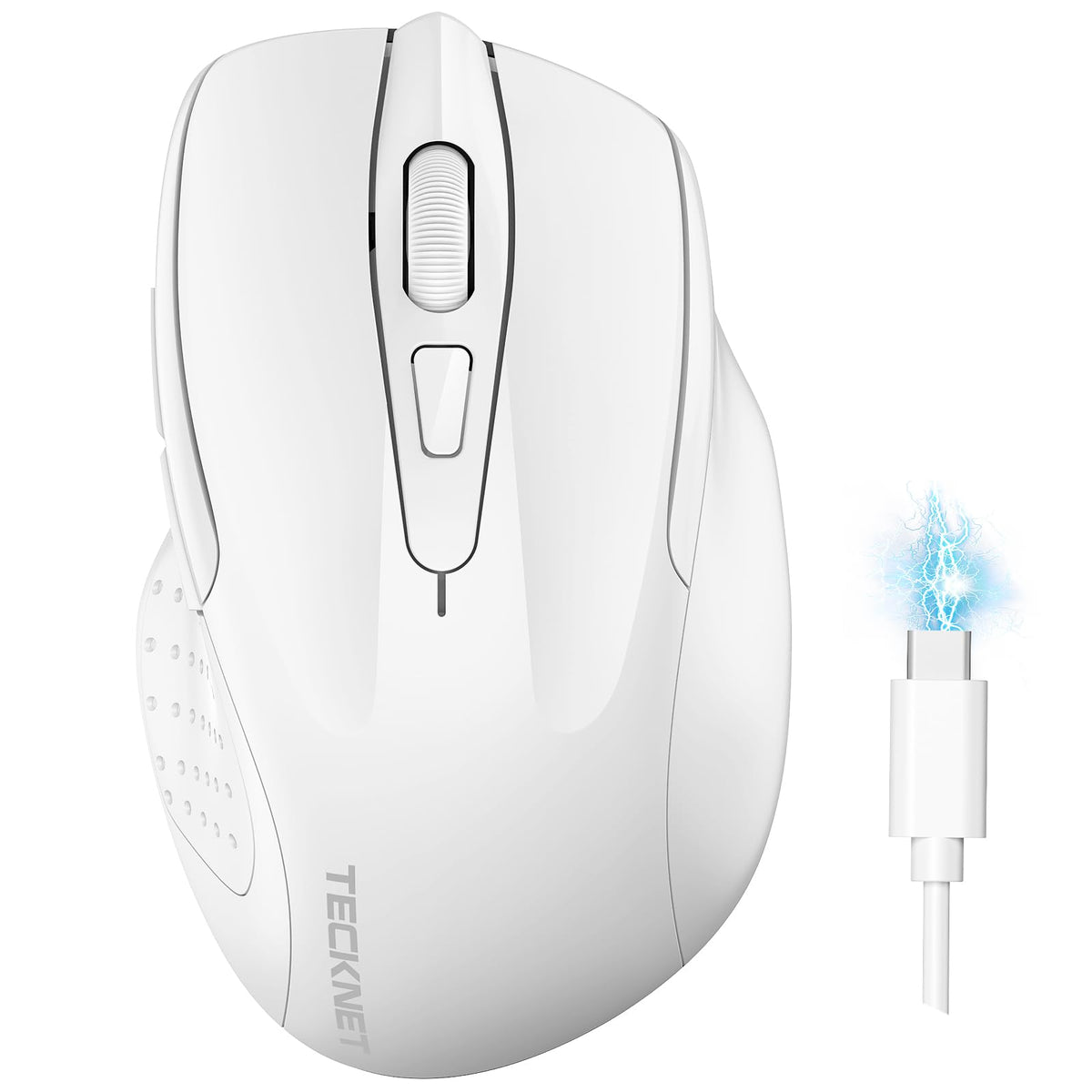 TECKNET Wireless Mouse, BT 5.0/2.4G, Rechargeable 6-DPI Silent, Blue