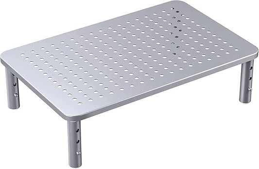 HUANUO Monitor Riser - 3 Height Adjustable Stand for Laptop, Computer, iMac, PC, Printer, Desktop Ergonomic Metal Monitor Riser with Mesh Platform