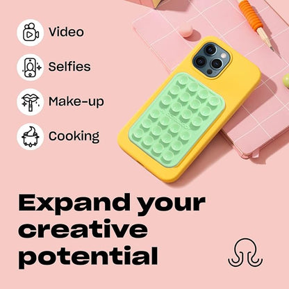 Classic MAX - Silicone Suction Phone Case Adhesive Mount - Hands-Free, Strong Grip Holder for Selfies and Videos - iPhone and Android Compatible - 2.6″ x 3.9″, Buttercream