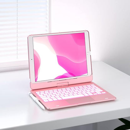 typecase Touch Case with Keyboard for iPad 9th Generation (10.2", 2021), Multi-Touch Trackpad, 10 Color Backlight, 360, Thin & Light - iPad 8th Gen (2020), 7th Gen (2019), Air 3, Pro 10.5 (Rose Gold)