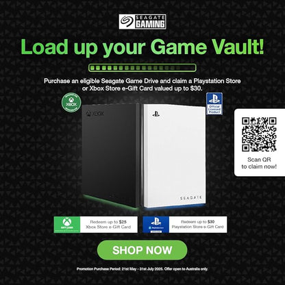 Seagate Game Drive for Xbox 2TB External Hard Drive Portable HDD - USB 3.2 Gen 1, Black with built-in green LED bar , Xbox Certified, 3 year Rescue Services (STKX2000400)