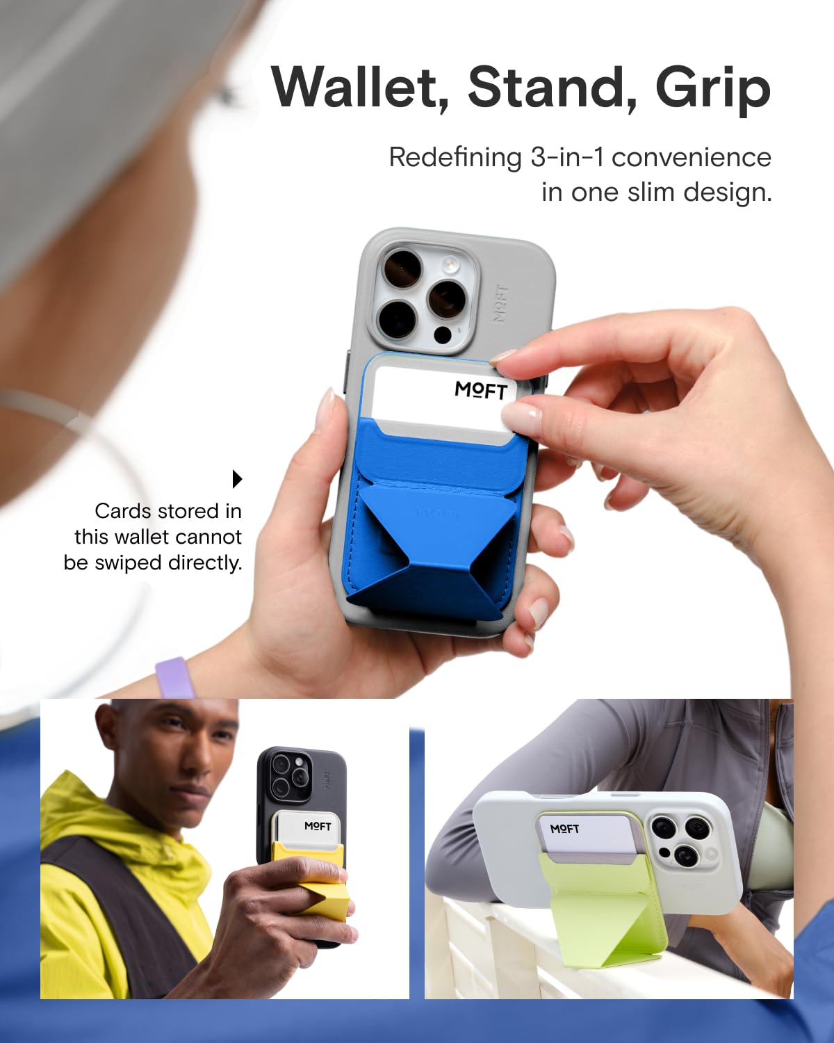 MOFT Magnetic Wallet Stand Compatible with iPhone 17/16/15/14/13/12 Series, Angle Adjustment & Magsafe Compatible MOVAS Phone Stand,Orange