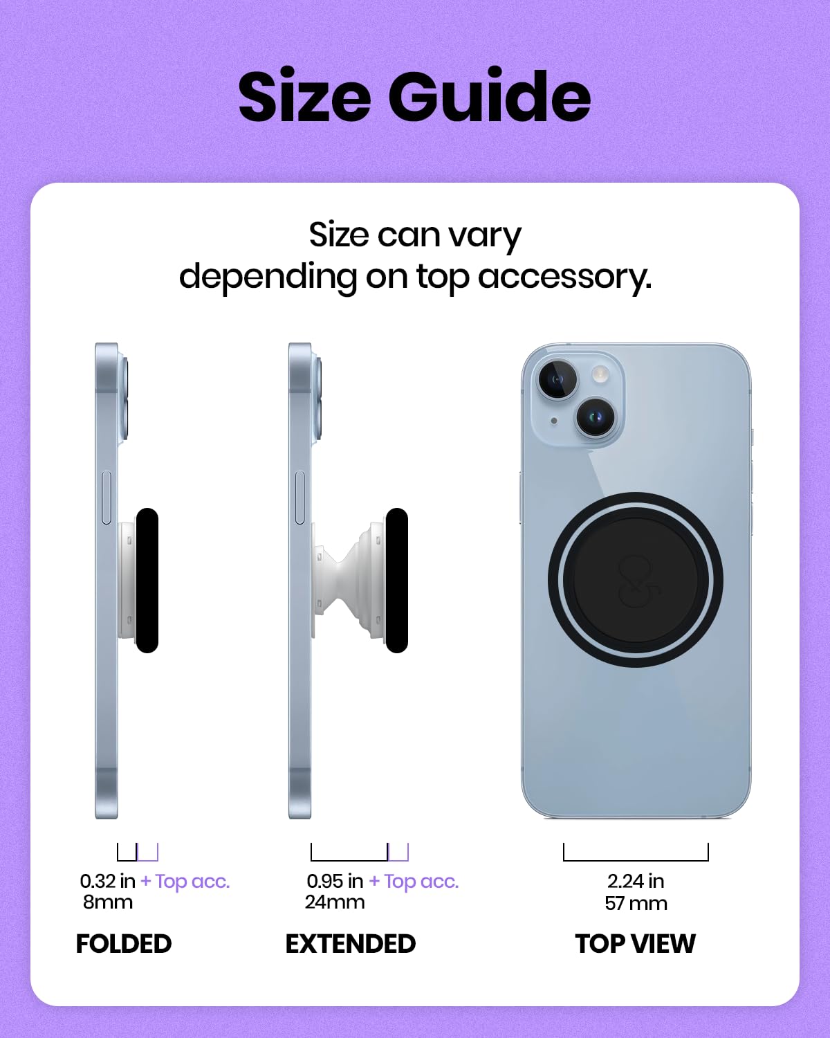 Solid Color Button Phone Grip – Minimalist Design, Durable and Lightweight, Grip and Stand for Smartphones (Blue, Magnetic Type)