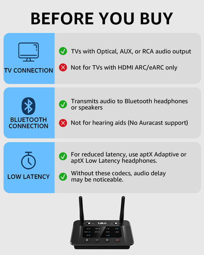 1Mii B03 Bluetooth 5.3 Transmitter Receiver for TV Home Stereo