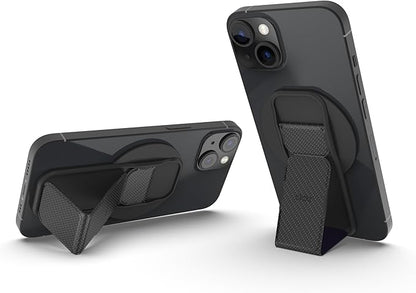 CLCKR for MagSafe Phone Grip for MagSafe Kickstand Compatible with Mag Safe Finger Loop, 3-in1 Phone Ring Holder Strap for Mag Safe iPhone 16/15/14/13/12 Series, Galaxy S25/S24/S23/S22, Pixel - Carbon