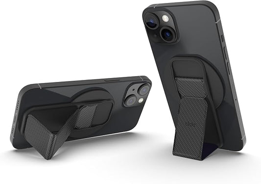 CLCKR for Magsafe Phone Grip, Magnetic Kickstand, 3-in-1 Cell Phone Finger Loop Strap for Mag Safe Case, Ring Holder for iPhone 17/16/15/14/13/12, Samsung Galaxy, Motorola, Pixel Pro & More - Carbon