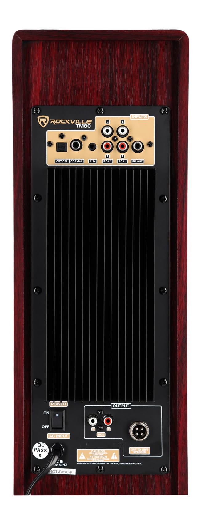 Rockville TM80C Powered Home Theater Tower Speaker System, Cherry Wood, 800W, 8" Subwoofers, Bluetooth, USB/SD Playback, FM Radio, Remote Control, Karaoke Ready, Perfect for Home Entertainment