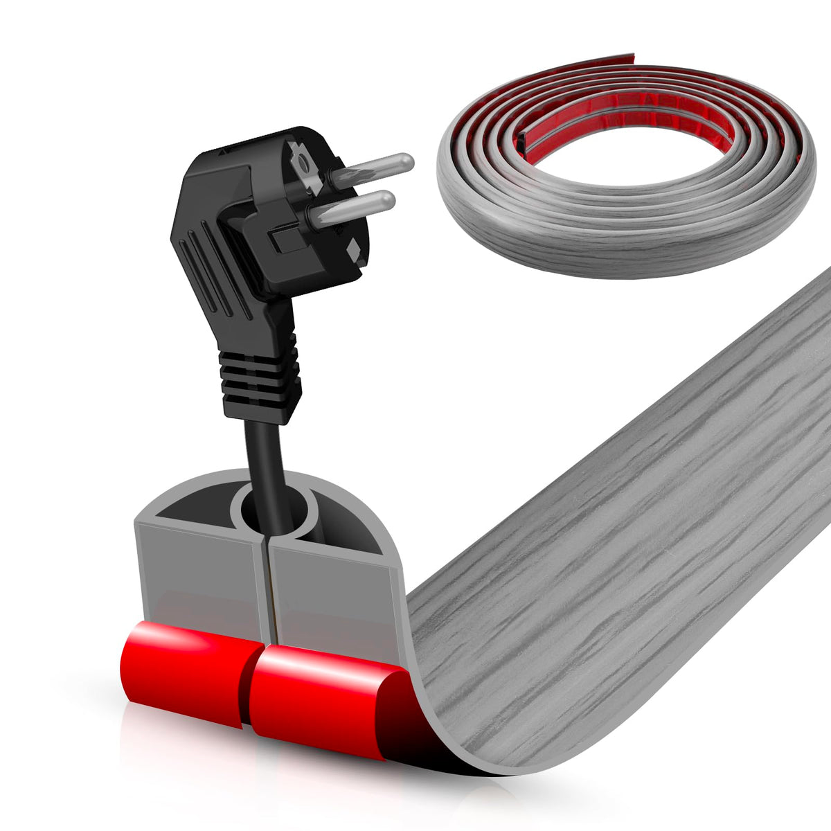Floor Cord Cover Self Adhesive Cord Hider,10FT Cable Management, Extension Strip Protector for Wires, Prevent Cable Trips for Offices, Gyms, Exhibitions Cavity:0.39"(W) x 0.27"(H) Black