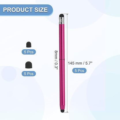 PATIKIL 5 Pcs Stylus Pens for Touch Screen, 2 in 1 High Sensitivity Universal Pen Capacitive Stylus for Phone Tablets Laptop Touch Screen Devices, Red