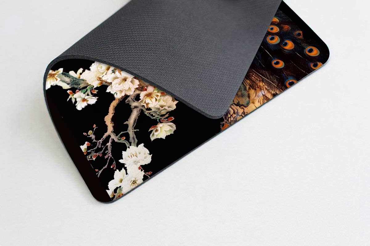 Square Mouse Pad Colorful Peacock on a Tree Branch-1,Gaming Mouse Pads for Desk,Soft Computer Waterproof Non-Slip Mouse Mat