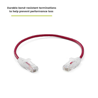 TRUECABLE Cat6 Component Rated Patch Cable, Unshielded (U/UTP), 1ft, Red, 28AWG Solid Copper, Snagless 10G High-Speed Ethernet Cable, PoE++ 4PPoE 100W, UL Listed, RoHS-3, 1 Pack