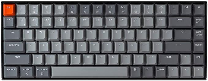 Keychron K2 75% Layout Bluetooth Wireless Mechanical Keyboard K Pro Brown Switch/White LED Backlit/USB C/Anti Ghosting/N-Key Rollover, 84 Keys Gaming Keyboard for Mac Windows-Version 2