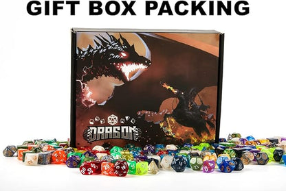 DND Dice Set 42 Pcs Polyhedral Dungeons and Dragons Rolling Dice for D&D RPG MTG Table Games Dice Bulk with Colorful Drawstring Bags and Dice Tray (Double-Color)