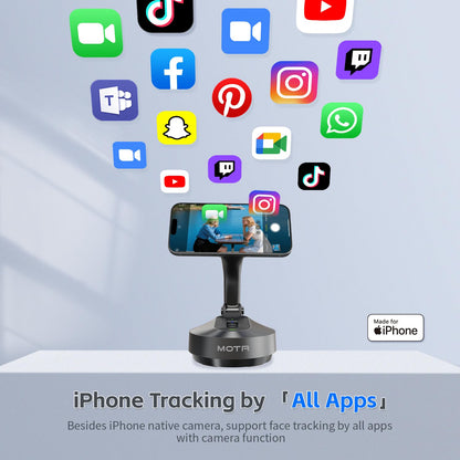 COMITOK Magnetic Auto Face Tracking Stand MOTA Tripod with Remote Controller for iPhone Follows Your Movement Hands-Free Video Recording with 360 Degree Holder for Conference, FaceTime, Fittness-Black