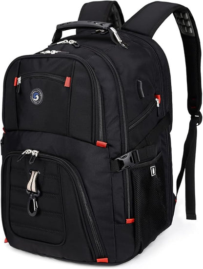 SHRRADOO Extra Large 50L Travel Laptop Backpack with USB Charging Port, College High School Backpack Airline Approved Business Work Bag Fits 17 Inch Computer for Men Women