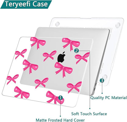 Teryeefi for MacBook Air 13 inch Case 2020 2019 2018 fits Model M1 A2337 A2179 A1932 with Retina Display with Touch ID, Plastic Hard Shell Case & Keyboard Cover & Screen Protector, Bows-A
